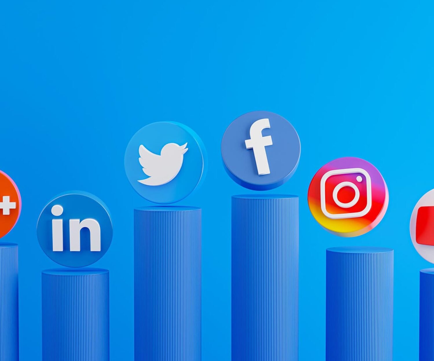 Nakhon phanom,Thaiand-March 03,2021:3d render of smartphone with social media icon on podium:Facebook,Google plus,Twitter,Linkedin,instagram,Youtube,Tiktok